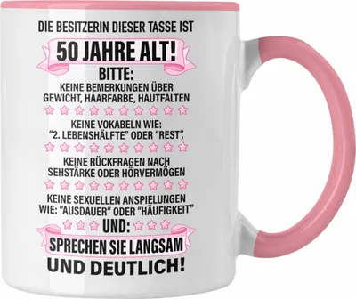 Produktbild von Trendation - 50. Geburtstag Frauen Tasse Geschenk Geschenkidee 50er Geburtstag Spruch Perfektion Mama Mutter Lustiger Spruch Witzig (Rosa)