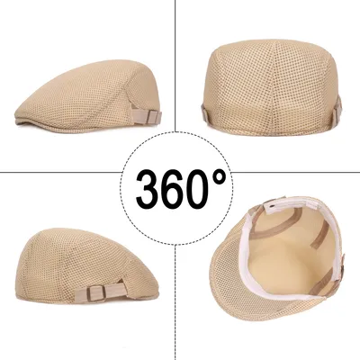 Produktbild von Herren-Sommerhut, atmungsaktiv, Netzstoff, Baskenmütze,(Beige)
