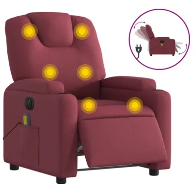 Produktbild von Massagesessel Elektrisch Weinrot Stoff