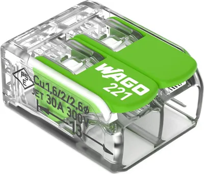 Produktbild von WAGO 221-422 Verbindungsklemme m.Hebel max.4qmm 2-Leiter transparent