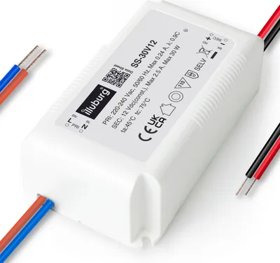 Immagine prodotto di illuburg Trasformatore LED 12 V 30 W senza sfarfallio per strisce LED G4 GU5,3 Alimentatore da incasso per LED Trasformatore Driver