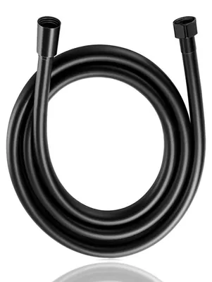 Image de Tuyau de douche en PVC noir, longueur 1,5 mètre, avec protection anti-torsion, raccordement G1/2"