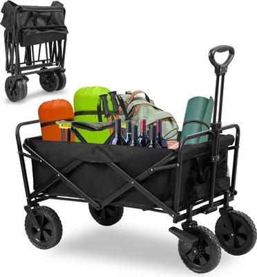 Produktbild von Jopassy Bollerwagen Faltbar Handwagen Klappbar Gerätewagen Gartenwagen Transportwagen mit Teleskopgriff Strandwagen Schwarz