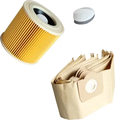 Produktbild von 10 stück staubsaugerbeutel + 1 stück filter für kärcher wd3 wd3p mv3 mv3p premium staubsauger, beutel für kärcher Serie und patronenfilter