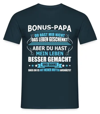 Produktbild von Spreadshirt Bonus-Papa Spruch für Stiefväter Geschenk Vatertag Männer T-Shirt, XL, Navy