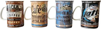 Produktbild von 4er Kaffeetassen Set bunt Cappuccino Kaffee Tassen Porzellan Kaffeebecher groß