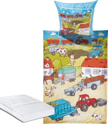 Produktbild von Erwin Müller Kinder-Bettwäsche Sparpaket 3-teilig bunt 1x 135x200 cm + 1x 80x80 cm