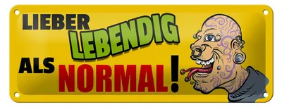 Produktbild von Blechschild Spruch 27x10cm lieber lebendig als normal Dekoration