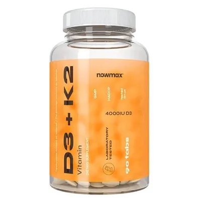 Produktbild von nowmax® Vitamin D3 4000 IE + K2 MK-7 100 µg, 90 Tabletten – Vitamin D3 & K2 für Knochen und Immunsystem