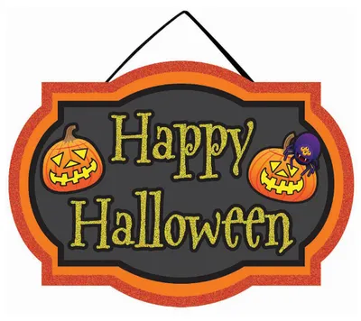 Produktbild von Happy Halloween Schild mit Kürbis & Glitter