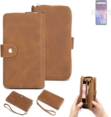 Produktbild von K-S-Trade Handyhülle Schutzhülle kompatibel mit Cubot P60 & Portemonnee Tasche Handytasche Case Etui Geldbörse Wallet braun (1x)