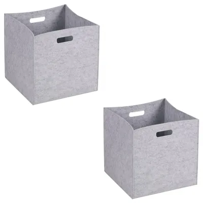Produktbild von Faltbox FELT grau 32x32cm - Aufbewahrungsbox im 2er Set, Regalkorb, Stoffbox aus Filz, praktische Ordnungsbox
