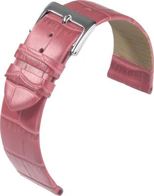 Produktbild von Eulit Rainbow Uhrenarmband Kalbsleder rosa Krokoprägung flach, Anstoß:12 mm