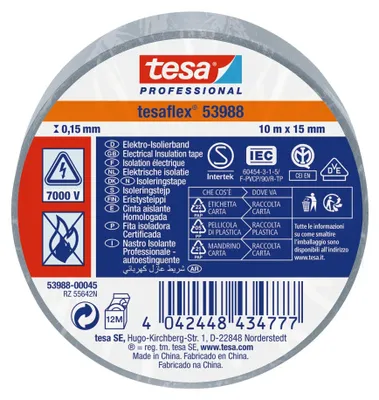 Obrázek produktu pro TESA Professional, 1 kusů, Černá, PVC, 7000 V, 25 m, 19 mm
