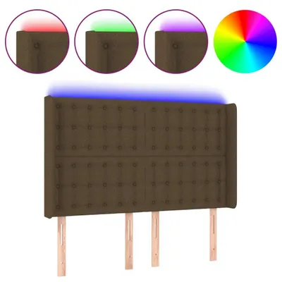 Produktbild von LED Kopfteil Dunkelbraun 147x16x118/128 cm Stoff
