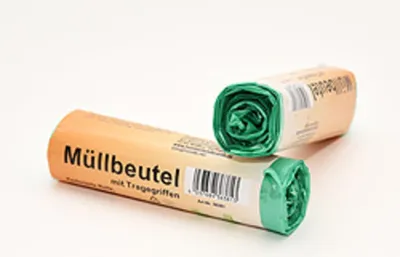 Produktbild von Praktische Müllbeutel 30 Liter Grün mit Trageschlaufe - 15 Stück für Haushalt & Büro