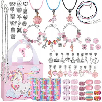 Produktbild von Kinderini Schmuck Bastelset Perlen Charms Einhorn Mädchen