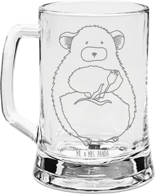 Produktbild von Mr. & Mrs. Panda Krug Chinchilla Blume - Transparent - Geschenk, Bierkrug Mit Gravur, Chaos, Lustige Sprüche, Glücklichsein, Kummer, Seidel, Glas, Humpen, Chinchillas