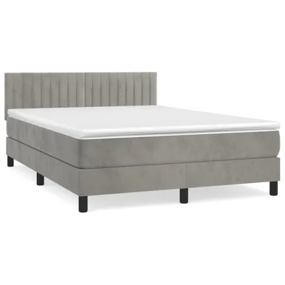 Produktbild von vidaXL Boxspringbett mit Matratze Hellgrau 140x200 cm Samt