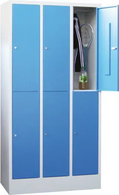 Produktbild von Schließfachschrank - 6 Fächer a 400 mm - 1.850x1.200x500 mm (HxBxT) - Sockel - Zylinderschloss - feuerrot