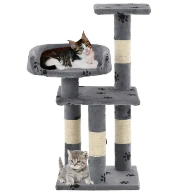 Immagine prodotto di vidaXL Tiragraffi per gatti con colonne in sisal 65 cm Stampa a zampa Grigio