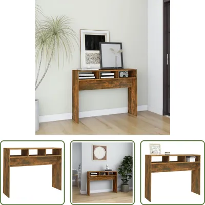 Obrázek produktu pro The Living Store Konzolový stolek kouřový dub 105x30x80 cm materiál na bázi dřeva