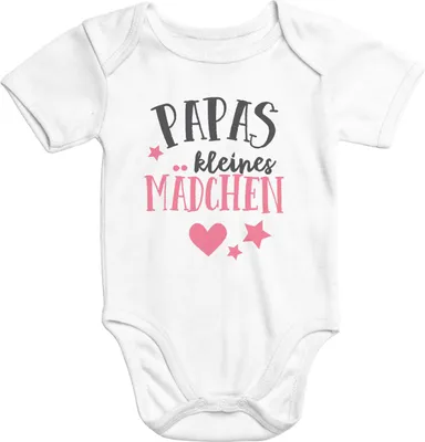 Produktbild von Kurzarm Baby Body Papas kleines Mädchen Baumwolle Onesie Moonworks® weiß 0-3 Monate