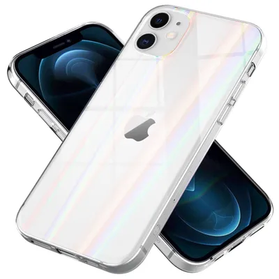 Produktbild von NALIA iPhone 12 mini - Klare Hart Glas Handy Hülle Regenbogen Case Bunt Glänzend Transparent