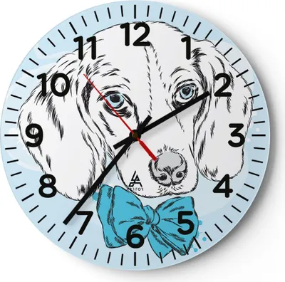 Produktbild von Wanduhr - Rund - Glasuhr - Hund Labrador Auge Portrait - 30x30cm - Schleichendes Uhrwerk - Lautlos - zum Aufhängen bereit - Dekoration Modern - Wanddekoration aus Glas - C4AR30x30-3114