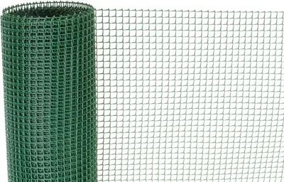 Image de Treillis ECONOMY 5, 1000/10x10 mm, motif carré, 300g/m2, vert, tout plastique, rouleau de 10 m