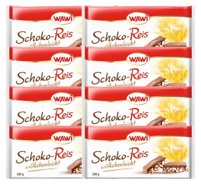 Image de WAWI tablette de riz au chocolat au lait noble 200g paquet de 8