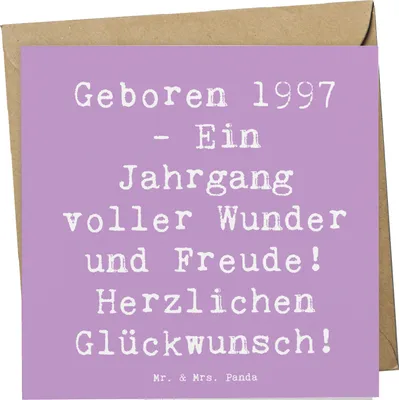 Produktbild von Mr. & Mrs. Panda Grußkarte Spruch 1997 Geburtstag - Lavendeltraum - Geschenk, Glückwunschkarte, Geburtstagsgeschenk, doppelkarte, Geburtstagsgeschenke, Klappkarte, Alter