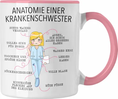 Produktbild von Trendation - Anatomie Krankenschwester Tasse Geschenk Lustige Geschenkidee Beste Krankenschwester Krankenhaus Ausbildung (Rosa)