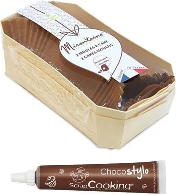 Produktbild von 2 Kuchenformen aus Holz 21 cm + Schokoladenstift