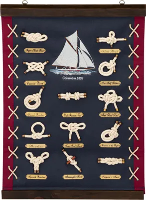 Produktbild von NKlaus Knoten-Wandbehang marineblau Stoff/Holz 36x51x2cm Knotenbild Maritime Dekoration 14956