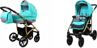 Produktbild von BabyLux® Largo | 2in1 Kinderwagen Set | Mint | Kombikinderwagen | Kinderwagenset | Buggy + Babyw