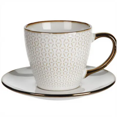 Produktbild von Tasse für Kaffee oder Tee mit Untertasse, Steingut, 210 ml