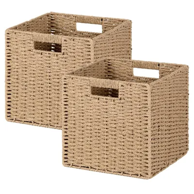 Produktbild von Regalkorb Aufbewahrungskorb Wasserhyazinthe Korb, Faltbar für KALLAX Würfelregal 2er Set, für Küche Wohnbereich Kinderzimmer, 28 x 28 x 28 cm