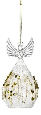 Glas-Engel zum Aufhängen, goldfarben/transparent, 13,5 cm
