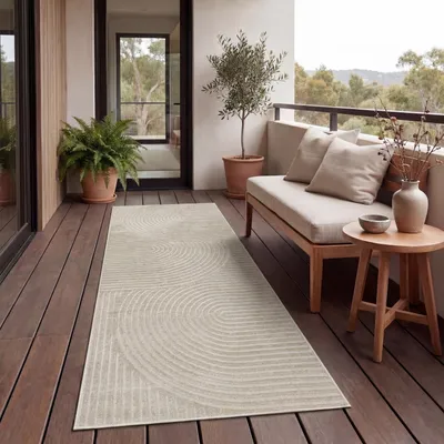 Image de Tapis d'extérieur Résistant aux intempéries Balcon Salon Scandinave Boho Unicolore Taille 60x100 cm