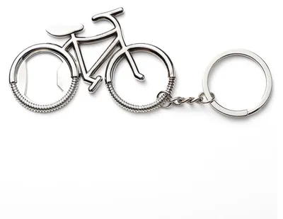 2 Schlüsselanhänger mit Flaschenöffner, Fahrradform, Aluminium, tragbar