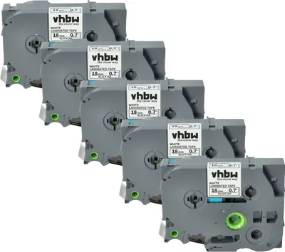 Produktbild von vhbw 5x Schriftband-Kassette Ersatz für Brother TZ-241, TZE-241 für Etiketten-Drucker 8m x 18mm Schwarz auf Weiß