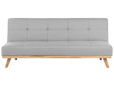 Produktbild von BELIANI Sofa Hellgrau Polsterbezug 3-Sitzer Schlaffunktion Minimalistisch Wohnzimmer