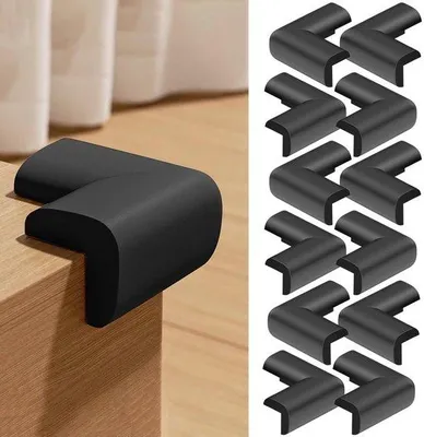 Produktbild von Ibenzoa® Selbstklebende Eckenschützer für Möbel & Tische – 12er Set, Schwarz, 1,2 cm weicher NBR‑Schaum, mit 3M‑Kleber, kindersicher (Babys, Kleinkinder & Senioren)