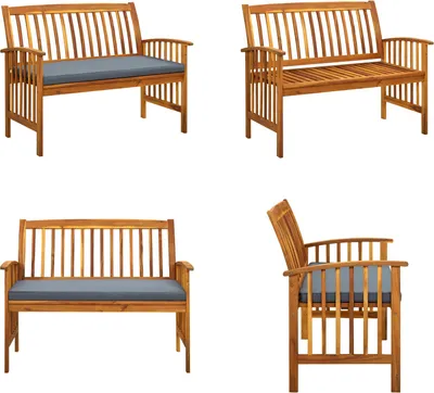 Immagine prodotto di vidaXL Panca da giardino con cuscini 119 cm in legno massiccio di acacia - Panca da giardino - Panche da giardino - Panche da giardino in legno - Panche da giardino in legno