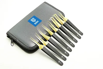 Produktbild von SMI Präzisionspinzette 8-tlg Wimpern Pinzette Wimpernverlängerung Wimpernpinzette mit Etui, gebogen und gerade