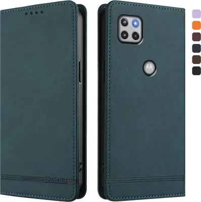 Produktbild von Hülle für Motorola Moto G 5G 2020, Retro Kunstleder Ständer Klapphülle mit Kartenfächer und Magnetische Grün