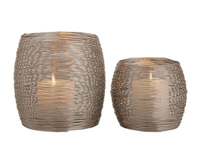 SVJ Home Decorations Teelichthalter Gould - 16x16x17 cm - Metall - Silber  - 2er Set