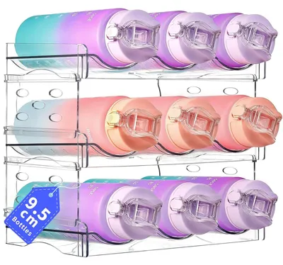Image de Porte-bouteilles empilable pour réfrigérateur - 9 bouteilles, organisation efficace