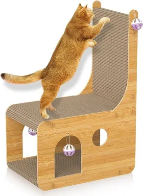 Immagine prodotto di Cuccia per gatti con tiragraffi, robusta, 4 palline, confortevole, multifunzionale